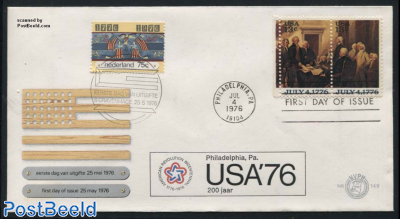 US Bi-centenary, special cover 4th of July with US and Dutch stamps