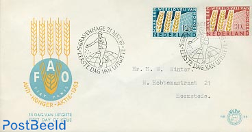 Freedom from hunger 2v FDC with address