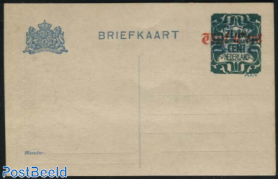 Postcard 7.5c on Vijf Cent on 1.5c blue, long dividing line