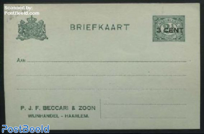 Postcard with private text, Beccari  Wijnhandel Haarlem