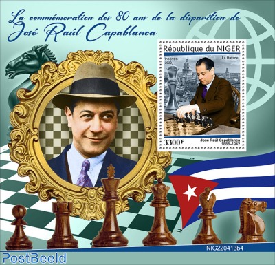Stamp 2022, Niger 80th memorial anniversary of Jose Raul Capablanca, 2022 -  Collecting Stamps - PostBeeld - Online Stamp Shop - Collecting