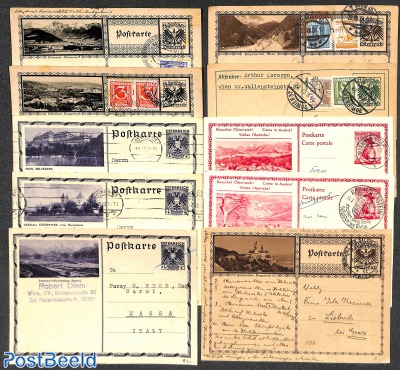 10 used illustrated postcards