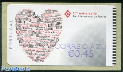 Int. family year 1v, automat stamp (face value may vary) Correio Azul