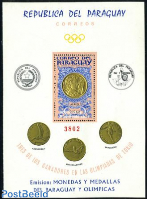 Olympic medal s/s (medal sticked on stamp)
