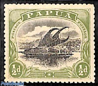 1/2p, large PAPUA, Perf. 12.5, Stamp out of set
