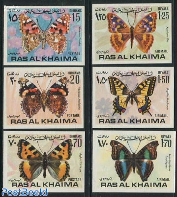 Butterflies 6v, imperforated