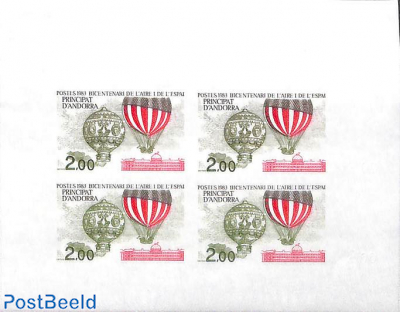 Aviation bicentenary 1v, Imperforated block m/s with 4 stamps