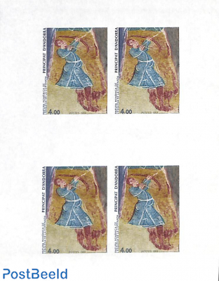 Religious art 1v, Imperforated block m/s with 4 stamps