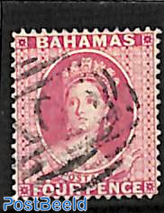 Four pence rosa, WM Crown CC, perf. 14, used