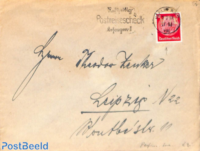 Letter from Berlin, stamp with perfin