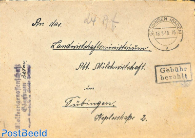 Gebühr bezahlt letter from GÖGGINGEN (BADEN)