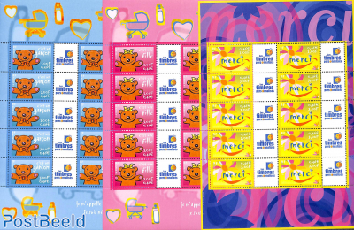 Greeting stamps 3 m/s with personal tabs