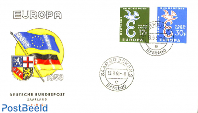 Europa 2v, FDC (with flags)