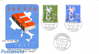 Europa 2v, FDC (with E over map)