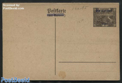 Postcard 10cent on 30pf (mit antwort) with lines overprinted