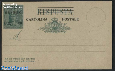 Postcard, 30Cmi on 0 Cmi, Risposta (answer card)