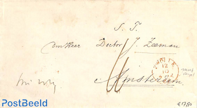 Little envelope from Zwolle to Amsterdam with a proef stempel and a Amsterdam mark