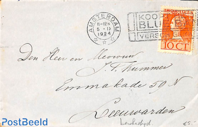 Letter with cancellation BLUE BAND (damaged stamp)