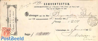 Payment recu with 10c stamp, 's-Gravenhage