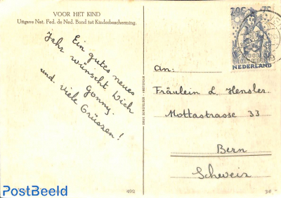 Postcard to Switzerland with NVPH No. 548