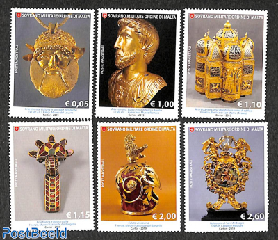 Golden art objects 6v