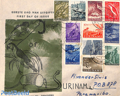 Definitives 11v on Verbrugge cover (only for 7 stamps first day of issue)