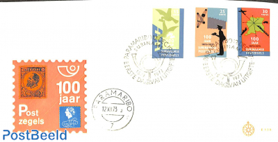 100 year stamps 3v, FDC without address