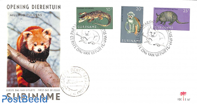 Paramaribo Zoo 3v, FDC without address, Palm