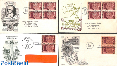 Mississippi Territory, lot with 4 diff. FDC's