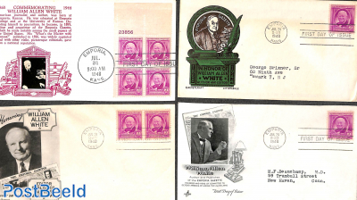 W.A. White, 4 different FDC's