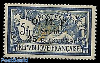 25p on 5 fr, Stamp out of set