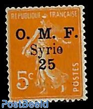 Overprint 25 without CENTIEMES, 1v