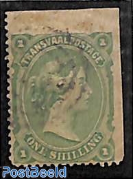 Transvaal, 1sh, used, cornerstamp