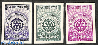 50 years Rotary 3v, imperforated