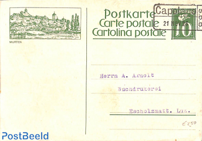 Illustraded postcard, Murten, used