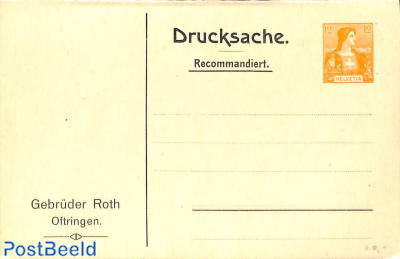 Private reply paid postcard 12/12c, Gebr. Roth Oftringen