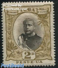 2p, type II, sepia centre, Stamp out of set