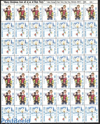 Sheet with Boys Town Christmas seals