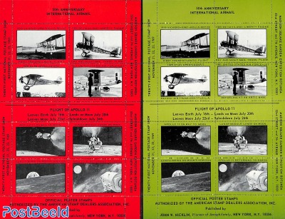 2 sheets poster stamps Int. Airmail/Apollo 11