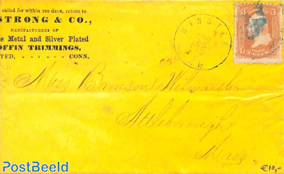small yellow envelope from Winsted Co. to Attleborough,Mass.