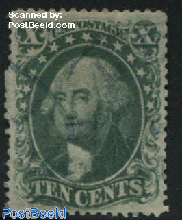 10c, Green, Type III, used