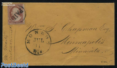 Letter from Monroe (Wis.) to Minnesota