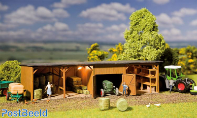 Hay bale store with workshop