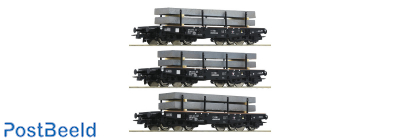 3 piece set: Heavy duty flat wagons, NS