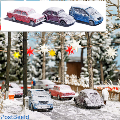 3 Snow-Covered Cars