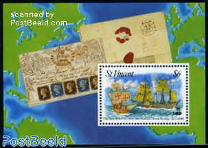 First transatlantic letter with stamps s/s