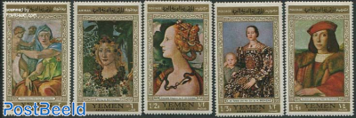 Florentin paintings 5v, gold border