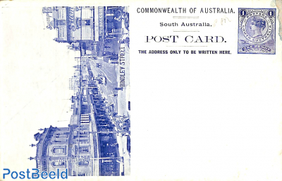 Illustrated postcard 1d, Hindley street (moisture stain)