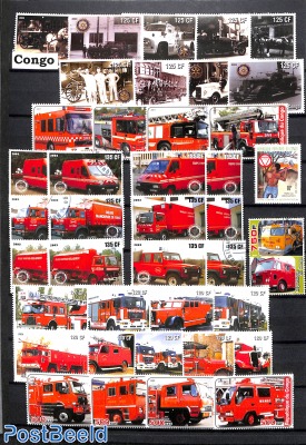 Lot with (partly unofficial) stamps on topic: Fire fighters