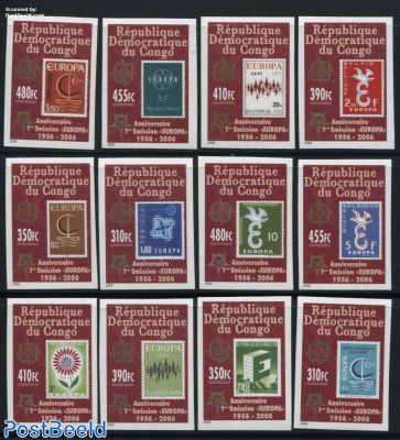 50 Years Europa stamps 12v, imperforated
